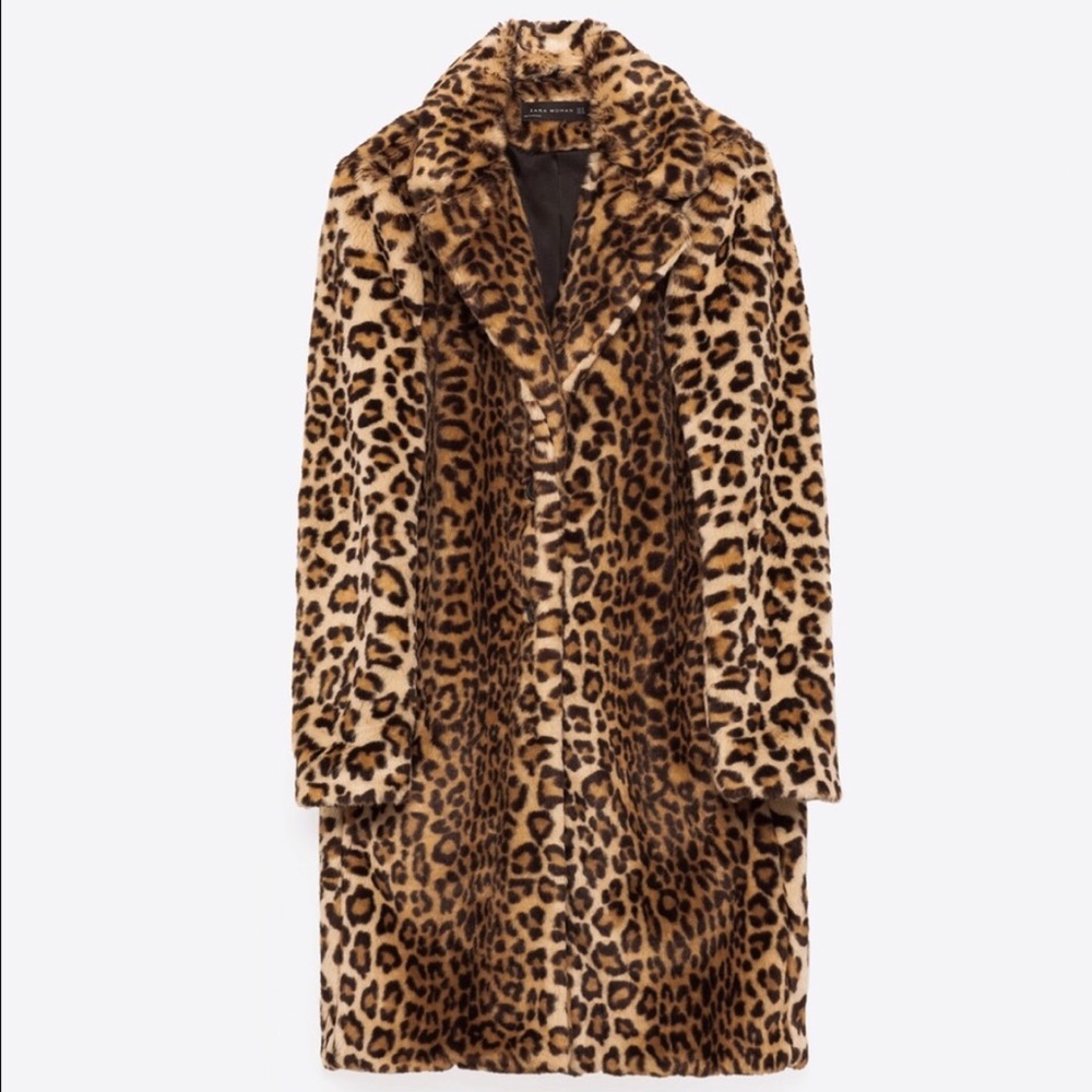 Zara Faux Fur Leopard Print Coat